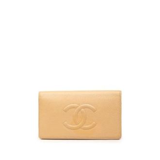 Chanel Pre-owned Wallets, female, Beige, Size: ONE SIZE Pre-owned Caviar Leather Wallet