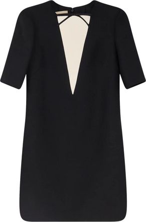Valentino Satijngezoomde Mini-jurk van Wol- en Zijdemix Dupioni - Dames - Korte kleedjes - Zwart - M - Wol - Kleedjes