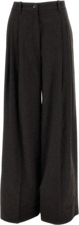 Ralph Lauren Wijde broek - Dames - Wijde Broeken - Grijs - M - Wol - Broeken