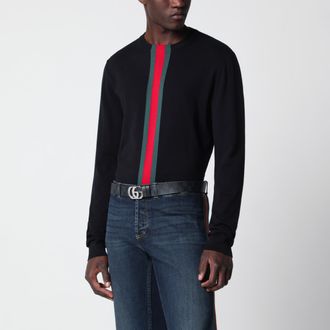 Gucci Maglione in cotone a maglia con nastro Web