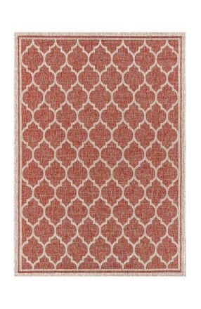 Jonathan Y Designs Trebol Moroccan Trellis Textured Weave Indoor/Outdoor Area Rug in Red/beige at Nordstrom, Size 3Ft 0In X 5Ft 0In