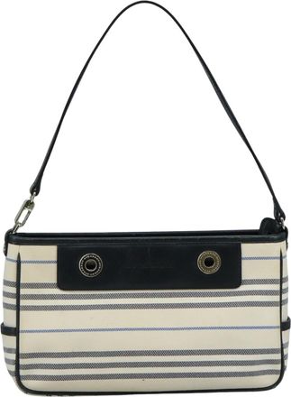 Burberry White Canvas Shoulder Bag (Pre-Owned)