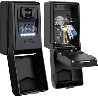 OEM Caja De Seguridad Para Llaves De Exterior [retroiluminada], Caja De Llaves Grande E Impermeable Para Montaje En Pared - Negra -crezuo