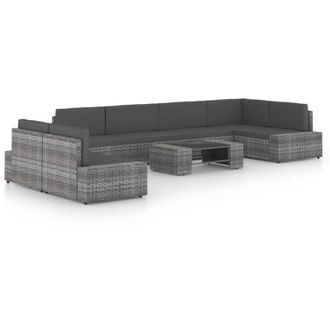vidaXL Juego Muebles De Jard&iacute;n 8 Pzas Y Cojines Rat&aacute;n Sint&eacute;tico Gris Vidaxl