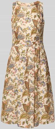 White Label Midikleid aus Leinen im Allover-Look in Sand, Gr&ouml;&szlig;e 38