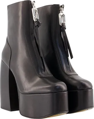 Marc Jacobs Womens The Gigi Ankle Boots - Marc Jacobs Leather Black Cowhide Shoes Ankle-Boots