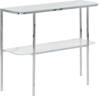 Beliani Tavolo consolle glamour effetto marmo piano bianco gambe in metallo argentato Calvert
