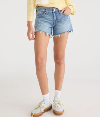 A&eacute;ropostale Low-Rise Baggy 4 Denim Shorts