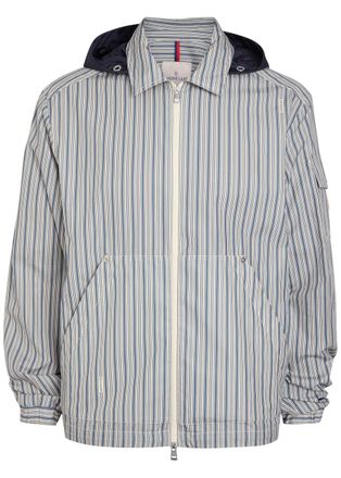 Moncler Havas Striped Hooded Cotton Jacket - Blue - 4 (UK42 / XL)