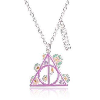 Harry Potter Botanical Deathly Hallows Necklace, 16+2 in Silver, Purple at Nordstrom