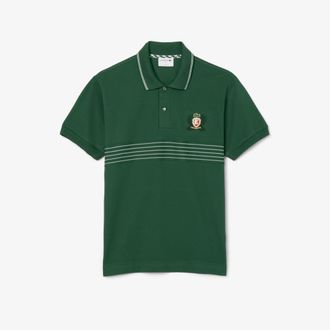 Lacoste Mens Classic-Fit L.12.12 Embroidered Shield Polo Shirt in Green Cotton - Size X-Large