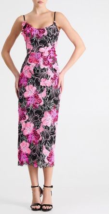 Helsi Emilia Sequin Sleeveless Midi Dress in Black/pink at Nordstrom, Size Xx-Large