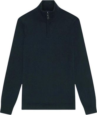 Lyle & Scott Merino Wol 1/4 Rits Trui - Heren - Vesten met rits - Blauw - S - Wol - Hoodies & sweatvesten
