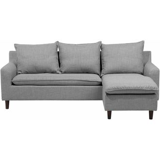 Beliani Beliani - Divano Angolare Sinistro Tessuto Grigio Chiaro Imbottito Gambe Legno Scuro Elvenes