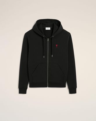Ami Black Cotton Red Ami De Coeur Zipped Hoodie Black - XXXL - Unisex