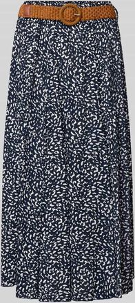 Apricot Midirock aus reiner Viskose in Marine, Gr&ouml;&szlig;e XXL