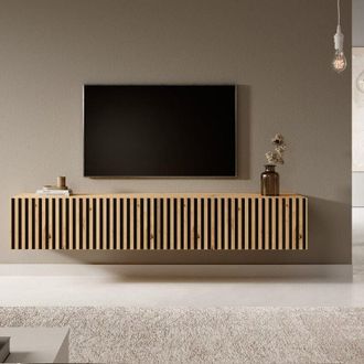 Selsey Telire- Mobile tv - 175 cm - colore corpo: rovere artisan, colore frontale: rovere artisan + nero - Selsey