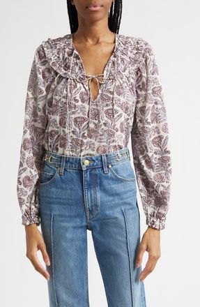 Ulla Johnson Florelle Cotton Blend Top in Purple Meadow at Nordstrom, Size 12