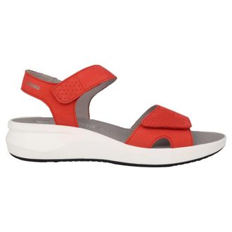 Mephisto Rode Nubuck Leren Sandaal - Dames - Sleehakken - Rood - 36 EU - Leer - Schoenen