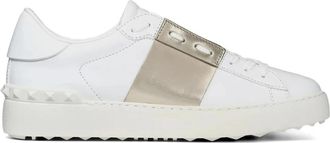 Valentino Open Sneaker Met Metallic Streep - Dames - Sneakers - Wit - 40 1/2 EU - Leer - Schoenen