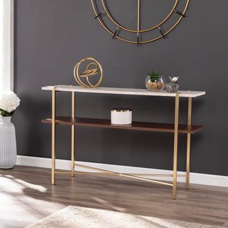 SEI Ardmillan Faux Marble Console Table With Storage