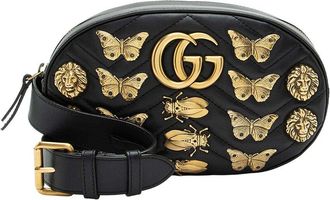 Gucci Matelass&eacute; Leather Gg Marmont Animal Studs Belt Bag - Size 34 / 75 (Authentic Pre-Loved)