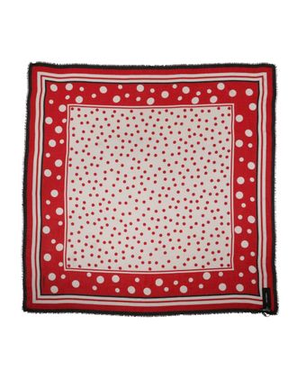 Dolce & Gabbana Womens Red Polka Dot Print Square Stole 130cm X Scarf White And Modal Cashmere