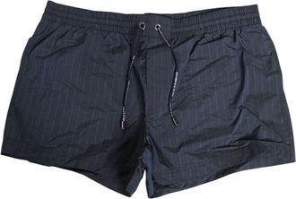 Dolce & Gabbana Navy Blue Polyester Nylon Pinstripe Mens Mens Swimwear