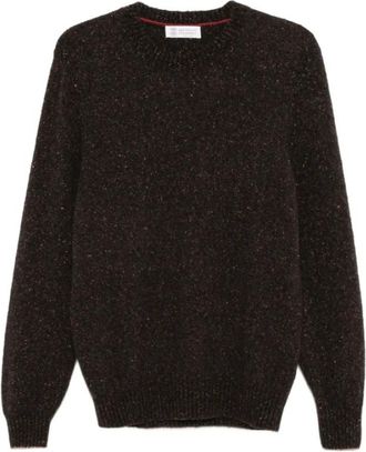 Brunello Cucinelli Ronde Hals Trui - Heren - Ronde hals truien - Bruin - 2XL - Kasjmier - Truien & Vesten