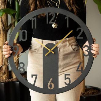 Wallity Reloj De Pared De Metal, Reloj Decorativo, Estilo Industrial. Clock Negro Gold