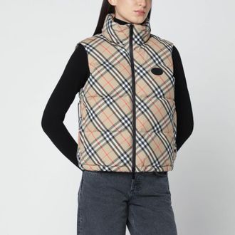 Burberry Check-pattern padded gilet with zip