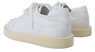 Dolce & Gabbana White Leather Low Top Oxford Sneakers - White