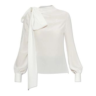 Alexander McQueen Camisa de Seda con Lazo - Blouses & Shirts - Mujer - Blanco - M