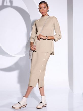 Cr&eacute;ation L Fledermauspullover CREATION L Wollmix-Pullover, Damen, Gr. 36, beige (sand), 50% Polyacryl, 50% Wolle, unifarben, Pullover Fledermauspullover