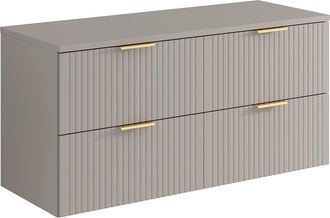 Vente-Unique Mueble suspendido estriado para lavabo - Beige - L120 cm - ZEVARA