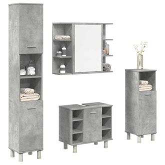 Berkfield Home 4 Piece Bathroom Furniture Set Concrete Grey Engineered Wood