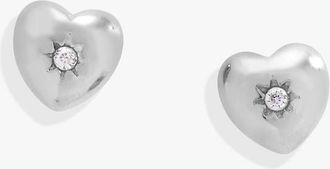 Alex and Ani Puffy Heart Mini Stud Earrings in Silver at Nordstrom