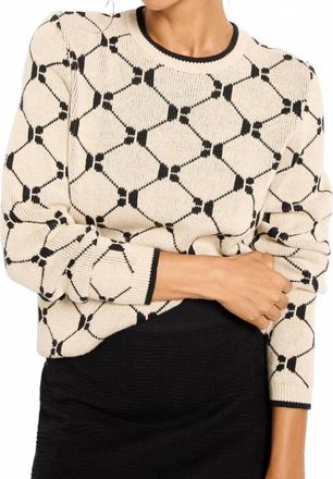 Nic+Zoe Geo Argyle Double Knit Sweater In Neutral Multi