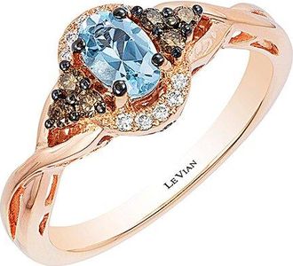 Le Vian 14K Rose Gold 0.51 Ct. Tw. Diamond & Aquamarine Ring