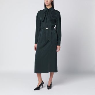 Gucci Green GG jacquard silk wrap dress