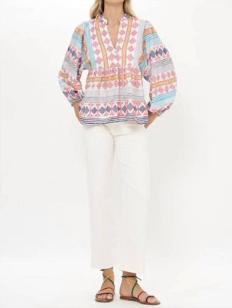 Oliphant Mandarin Balloon Top In Casablanca Multi