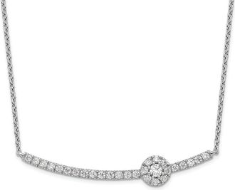 Diamond2Deal 14K White Gold 1/2 Ct Lab Grown Diamond Halo Bar Pendant Necklace 18 Clarity VS, Color G-H