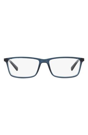 A|X Armani Exchange 55mm Rectangular Optical Glasses in Transparent Blue at Nordstrom
