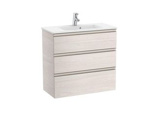 Roca Roca - Pack Unik Mueble Base Compacto De 3 Cajones + Lavabo The Gap Color: Fresno N&oacute;rdico - Medidas: 805x380x759 Mm