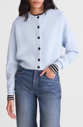 Madewell Raglan Sleeve Crop Merino Wool Cardigan in Soft Sky Blue at Nordstrom, Size Xx-Large