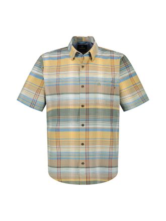 Lerros Kurzarmhemd LERROS LERROS Sommerhemd mit grossem Karo, Herren, Gr. S, Normalgr&ouml;ssen, gelb (mango), 100% Baumwolle, Hemden Kurzarmhemd