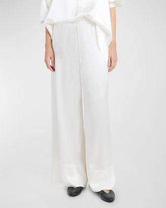 ARMARIUM Kay Mid-Rise Wide-Leg Silk Pull-On Pants