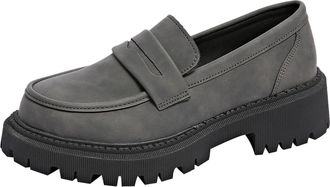 Generic Womens Leather Slip On Casual Shoes with Thick Sole for Ultimate Comfort and Modern Style (Grey, 6.5)
