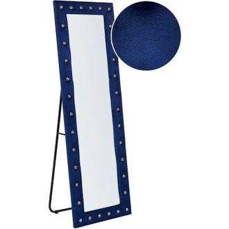Beliani Beliani - Glamour Velvet Standing Floor Mirror Decorative 50 x 150 cm Blue Ansouis