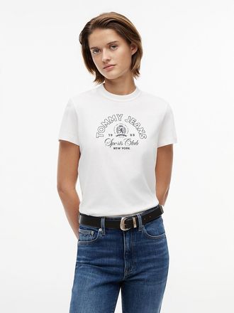 Tommy Hilfiger Womens Tommy Jeans Sports Club Logo T-Shirt - White - XXS